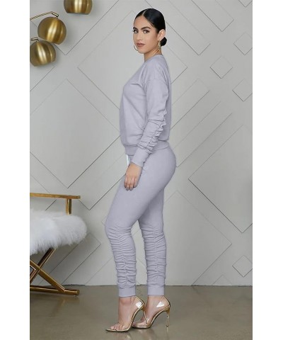 Two Piece Outfits for Women Crewneck Lounge Sets 2 Pieces Sweat Suit Jogger Track Suits with Pockets 01-grey $14.49 Others