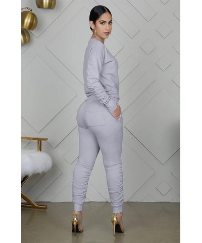 Two Piece Outfits for Women Crewneck Lounge Sets 2 Pieces Sweat Suit Jogger Track Suits with Pockets 01-grey $14.49 Others