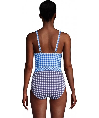 Draper James x Women's Tummy Control Chlorine Resistant Wrap One Piece Swimsuit Deep Sea Navy Gingham Mix $45.08 Swimsuits