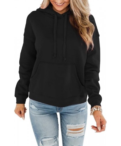 Women's Lightweight Pullover Hoodies Casual Long Sleeve Sweatshirts Tops with Pocket A Black $11.65 Hoodies & Sweatshirts