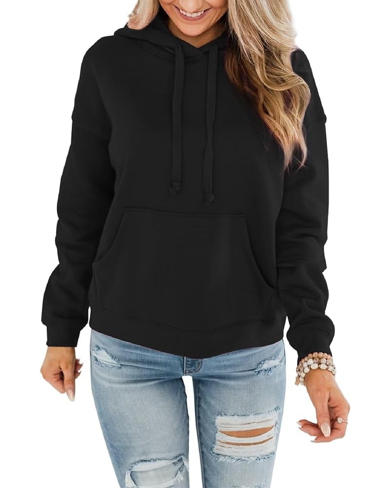 Women's Lightweight Pullover Hoodies Casual Long Sleeve Sweatshirts Tops with Pocket A Black $11.65 Hoodies & Sweatshirts