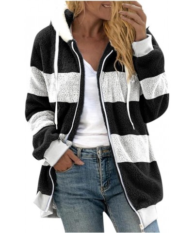 Women Fashion Fuzzy Fleece Jacket Long Sleeve Oversized Sherpa Drawstring Coat with Hood Winter Warm Clothes Fall Jackets A08...