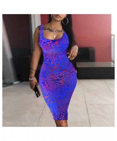 Bodycon Dresses for Women Sexy Tank Tie-dye Sleeveless Club Party Summer Basic Midi Dresses Purple Leopard $13.72 Dresses