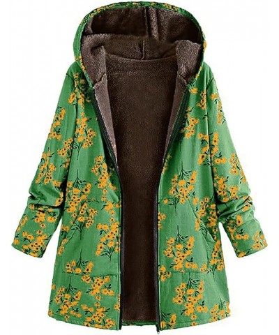 Cotton Linen Fluffy Long Coat Plus Size Women Button Hoody Jacket Outwear 02-green $14.48 Jackets