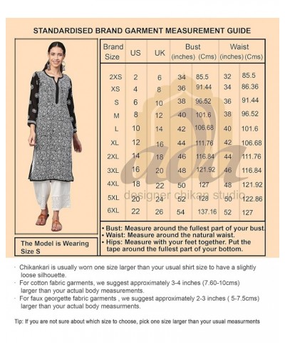 Hand Embroidered Indian Chikankari Georgette Kurti Kurta with Slip for Women A90397 Pearl White $31.20 Tops