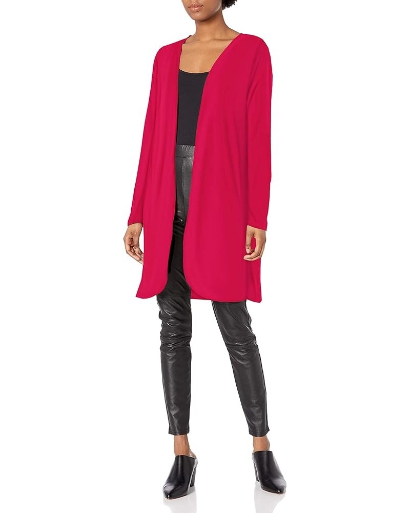 Women's Long Sleeve Open Front Cardigan Fuchsia $12.76 Sweaters