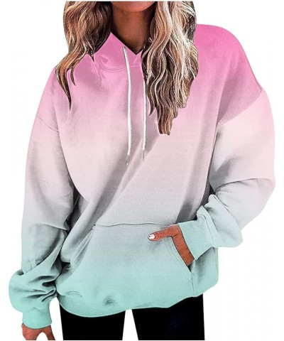 Women's Hoodies 2023 Gradient Long Sleeve Casual Oversized Sweatshirts Loose Fit Drawstring Trendy Pullover Tops 32 Green $8....