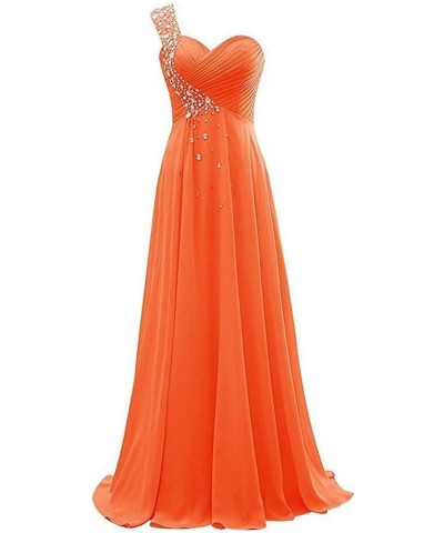 Women's One Shoulder Chiffon Floor-Length Evening Formal Prom Dresses Long Orange $36.26 Dresses