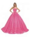 A-Line Glitter Prom Dresses Ball Gowns Princess Evening Gown Sparkly Quinceanera Dress Hot Pink $42.77 Dresses