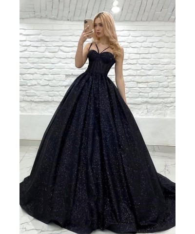 A-Line Glitter Prom Dresses Ball Gowns Princess Evening Gown Sparkly Quinceanera Dress Hot Pink $42.77 Dresses