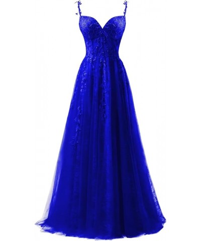 Lace Appliques Prom Dresses for Women Tulle Wedding Dress Long Ball Gown Homecoming Dresses with Split Royal Blue $28.59 Dresses