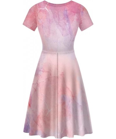 Women's Summer Casual T-Shirt Dresses Loose Swing Graphic Print Short Sleeve Plus Size Dress Pink Marble Print $19.13 Dresses