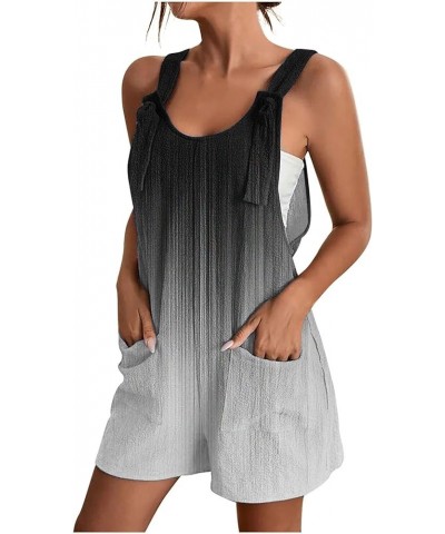 Women Rompers Casual Summer Adjustable Tie Knot Straps Short Bib Overalls 2024 Sleeveless Shorts Jumpsuits Pockets 05-gray $1...