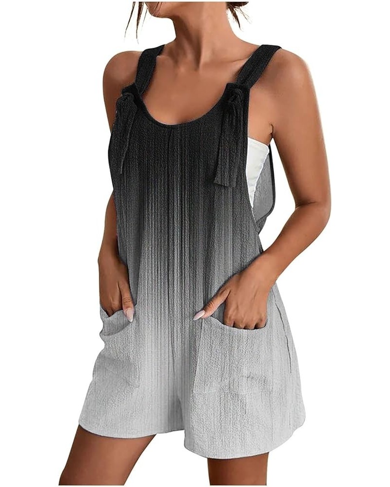 Women Rompers Casual Summer Adjustable Tie Knot Straps Short Bib Overalls 2024 Sleeveless Shorts Jumpsuits Pockets 05-gray $1...