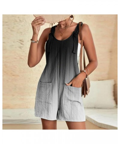 Women Rompers Casual Summer Adjustable Tie Knot Straps Short Bib Overalls 2024 Sleeveless Shorts Jumpsuits Pockets 05-gray $1...