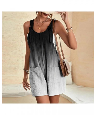 Women Rompers Casual Summer Adjustable Tie Knot Straps Short Bib Overalls 2024 Sleeveless Shorts Jumpsuits Pockets 05-gray $1...