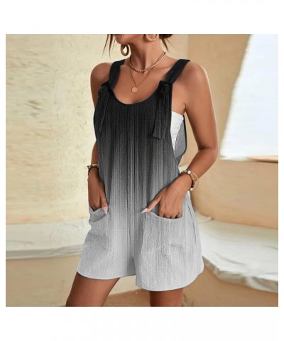 Women Rompers Casual Summer Adjustable Tie Knot Straps Short Bib Overalls 2024 Sleeveless Shorts Jumpsuits Pockets 05-gray $1...