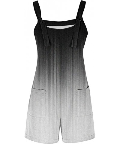 Women Rompers Casual Summer Adjustable Tie Knot Straps Short Bib Overalls 2024 Sleeveless Shorts Jumpsuits Pockets 05-gray $1...