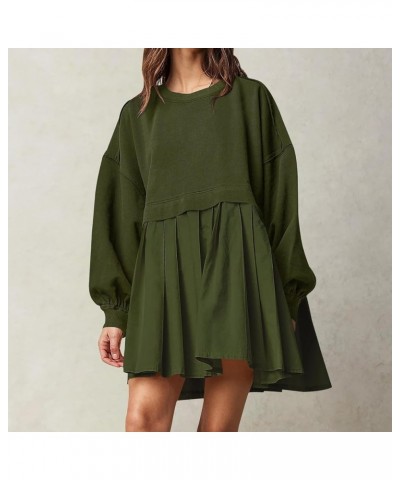 Sweatshirt Dress Women Oversized Long Sleeve Crewneck Pullover Tops Patchwork Baggy Flowy Fall Casual Sweatshirts Mini Dress ...