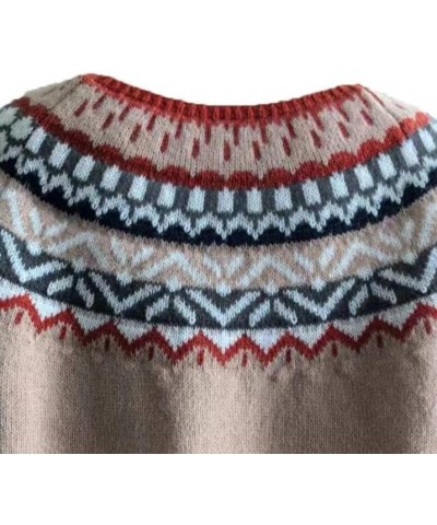 Women's Vintage Long Sleeve Pullover Sweater in Multicolor Polyester with Argyle Knit Design Colorful 4 $14.70 Sweaters