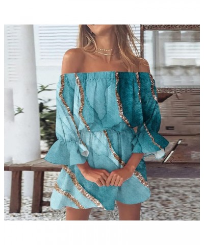 Summer Dresses for Women 2022 Beach Sexy Off Shoulder Tunic Sundresses Casual Loose Fit Bell Sleeve Mini Floral Dress A-019 $...