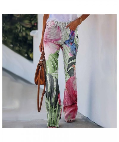 Baggy Jeans for Women High Waist Wide Leg Denim Jeans Floral Printed Flare Denim Pants Y2K E-Girl Streetwear Pants 05-pink $1...