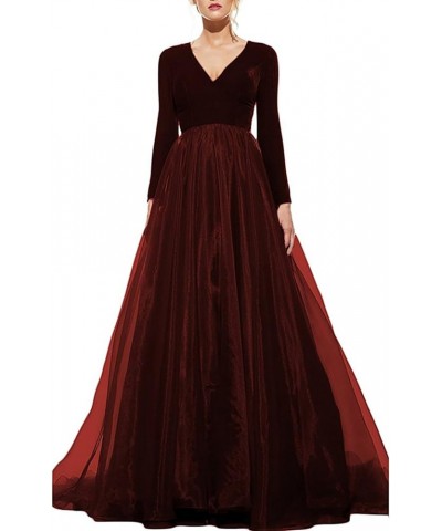 Women's Long Sleeve Prom Evening Dresses Maxi Pockets Bridesmaid Gowns Dark Burgundy a $44.36 Dresses