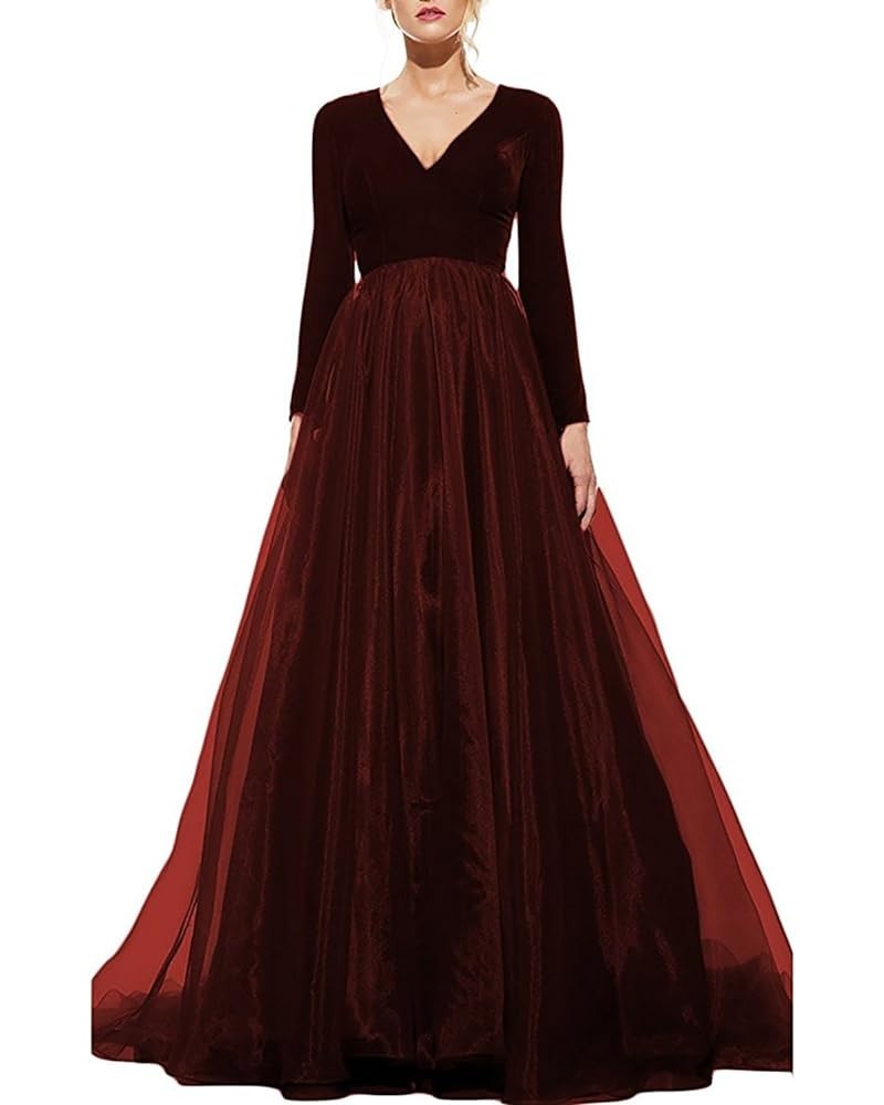 Women's Long Sleeve Prom Evening Dresses Maxi Pockets Bridesmaid Gowns Dark Burgundy a $44.36 Dresses