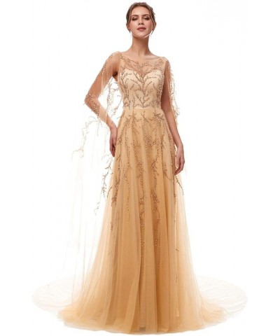 Womens Tulle Mermaid Sequin Evening Dress Formal Prom Gowns Long 5407-champagne $34.32 Dresses