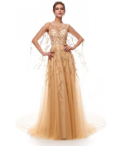 Womens Tulle Mermaid Sequin Evening Dress Formal Prom Gowns Long 5407-champagne $34.32 Dresses