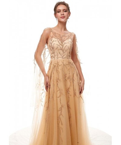 Womens Tulle Mermaid Sequin Evening Dress Formal Prom Gowns Long 5407-champagne $34.32 Dresses