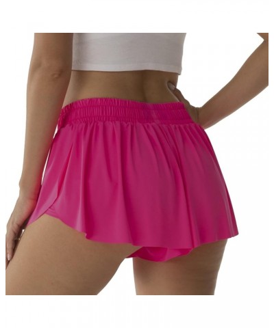 Flowy Athletic Shorts for Women Running Tennis Butterfly Shorts Girls 2-in-1 Double Layer Quick-Drying Comfy Shorts Magenta P...