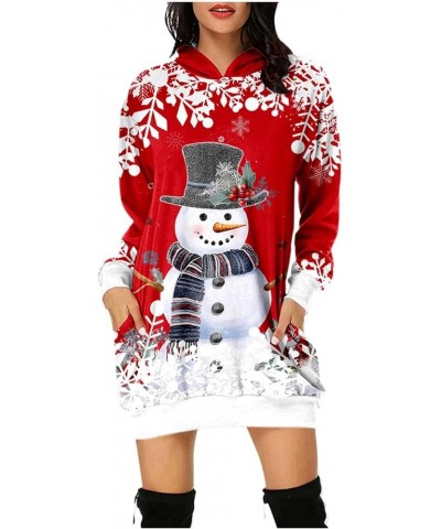 Christmas Tunic Tops for Women Crewneck Long Sleeve Loose Tunic Shirt Dress Fall Tops with Pockets 026 Red $11.22 Tops