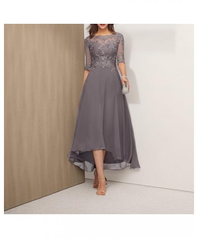 Women's Floral Lace Chiffon Long Bridesmaid Dress 1/2 Sleeve Empire Waist Party Gown Orange $35.09 Dresses