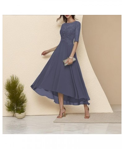 Women's Floral Lace Chiffon Long Bridesmaid Dress 1/2 Sleeve Empire Waist Party Gown Orange $35.09 Dresses