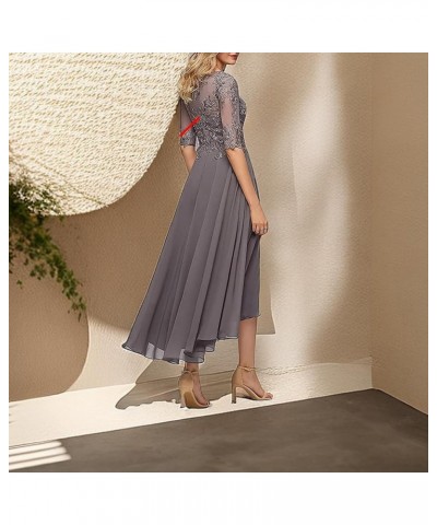 Women's Floral Lace Chiffon Long Bridesmaid Dress 1/2 Sleeve Empire Waist Party Gown Orange $35.09 Dresses