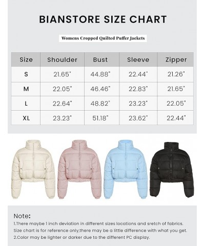 Women's Cute Cropped Zip Up Puffer Jacket Short Bubble Coat with Pockets 2blue $26.54 Jackets