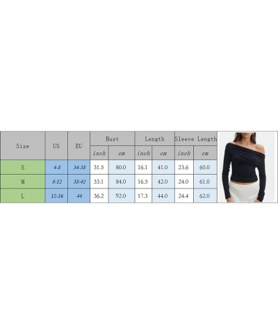 Women’s Off Shoulder Long Sleeve Tops Y2K Solid Basic Low Cut Folded Neck Slim Tee Shirts Sexy Ruched Crop Blouse H Ruched Mi...