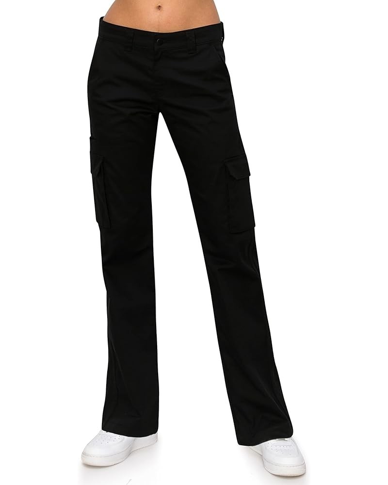 Women's Work Pants – Mid Rise Relaxed Fit Straight Leg Cargo Casual Trousers with Multi Pockets Black $20.70 Pants