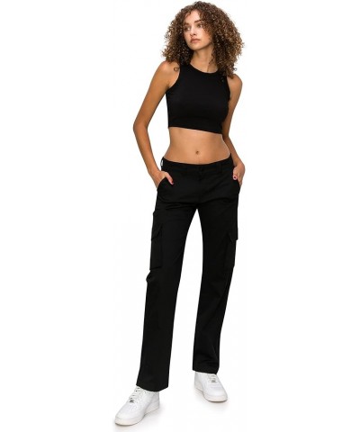 Women's Work Pants – Mid Rise Relaxed Fit Straight Leg Cargo Casual Trousers with Multi Pockets Black $20.70 Pants