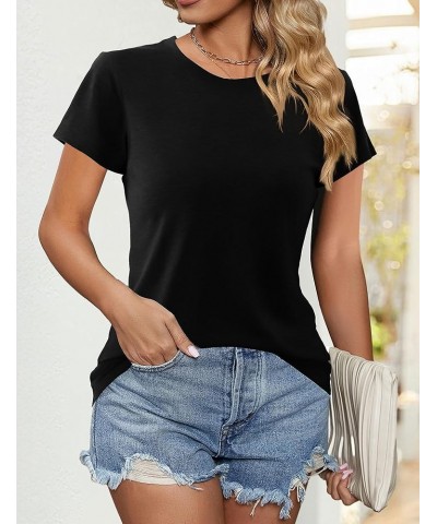 Womens Tshirts Short Sleeve Crew Neck Shirts Fitted Basic Tees A: Black $11.00 Tops