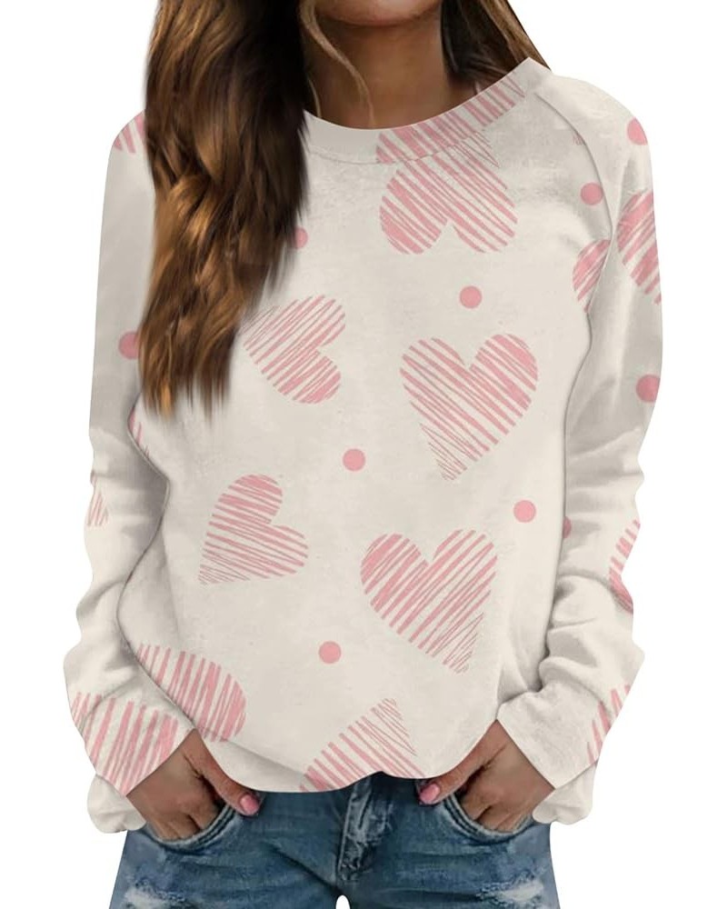 Womens Valentines Day Sweatshirts Warm Soft Fleece Lined Heart Sweaters Plus Size Tops Crewneck Long Sleeve Shirts 9abeige $9...