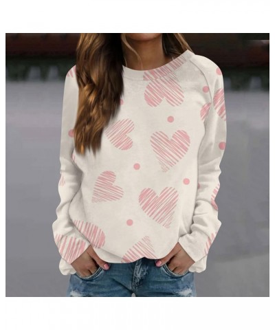 Womens Valentines Day Sweatshirts Warm Soft Fleece Lined Heart Sweaters Plus Size Tops Crewneck Long Sleeve Shirts 9abeige $9...