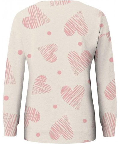 Womens Valentines Day Sweatshirts Warm Soft Fleece Lined Heart Sweaters Plus Size Tops Crewneck Long Sleeve Shirts 9abeige $9...