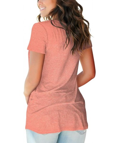 Womens Tops V Neck Tee Casual Short Sleeve and Long Sleeve T Shirts D Coral $12.82 T-Shirts