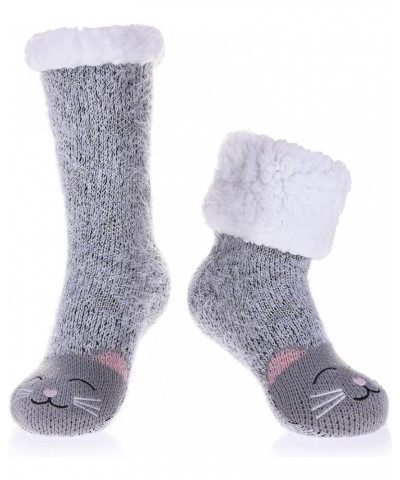 Women's Slipper Socks with Grippers Cozy Fuzzy Soft Thick Winter Warm Non-Slip Fleece Lined Socks Cat $7.27 Socks