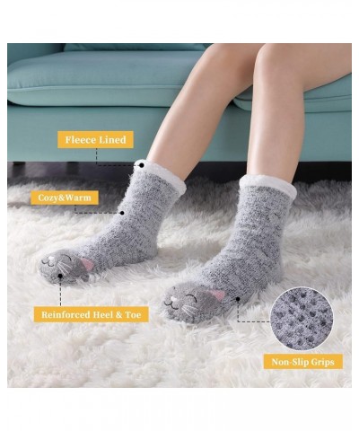 Women's Slipper Socks with Grippers Cozy Fuzzy Soft Thick Winter Warm Non-Slip Fleece Lined Socks Cat $7.27 Socks