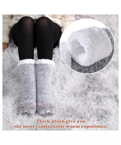 Women's Slipper Socks with Grippers Cozy Fuzzy Soft Thick Winter Warm Non-Slip Fleece Lined Socks Cat $7.27 Socks