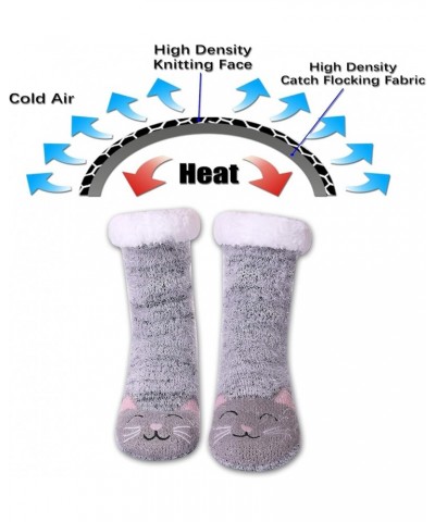 Women's Slipper Socks with Grippers Cozy Fuzzy Soft Thick Winter Warm Non-Slip Fleece Lined Socks Cat $7.27 Socks