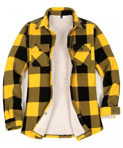 Women's Lined Fleece Plaid Shirt Jacket Sherpa Fleece Throughout Flannel Shirt Jac Yellow Black $18.49 Jackets